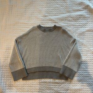 Sincerely Jules Gray & Cream Striped Ribbed Sweater